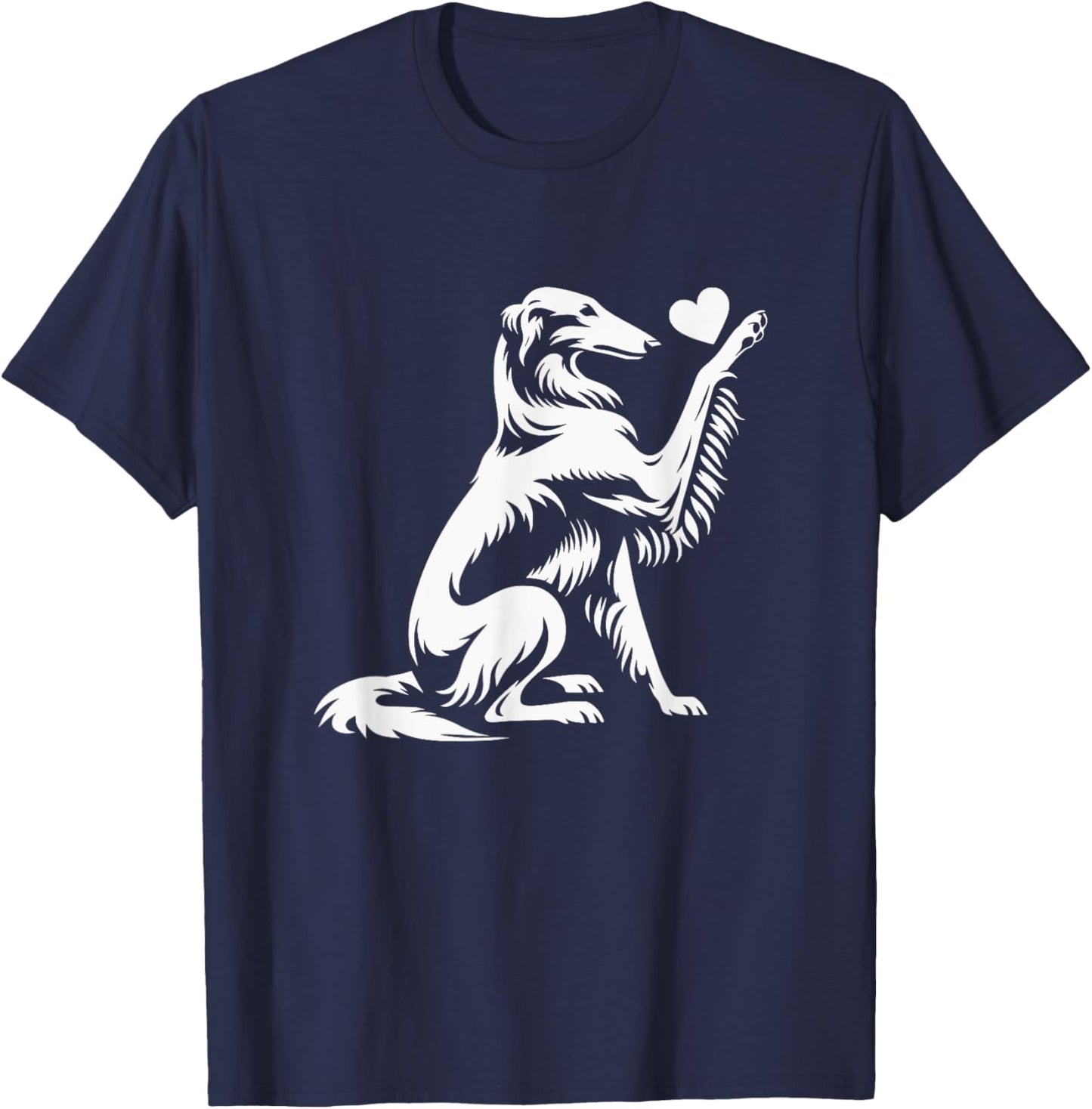 Borzoi Love Dog Paw Heart Graphic Design T-Shirt - T-Shirt | Navy