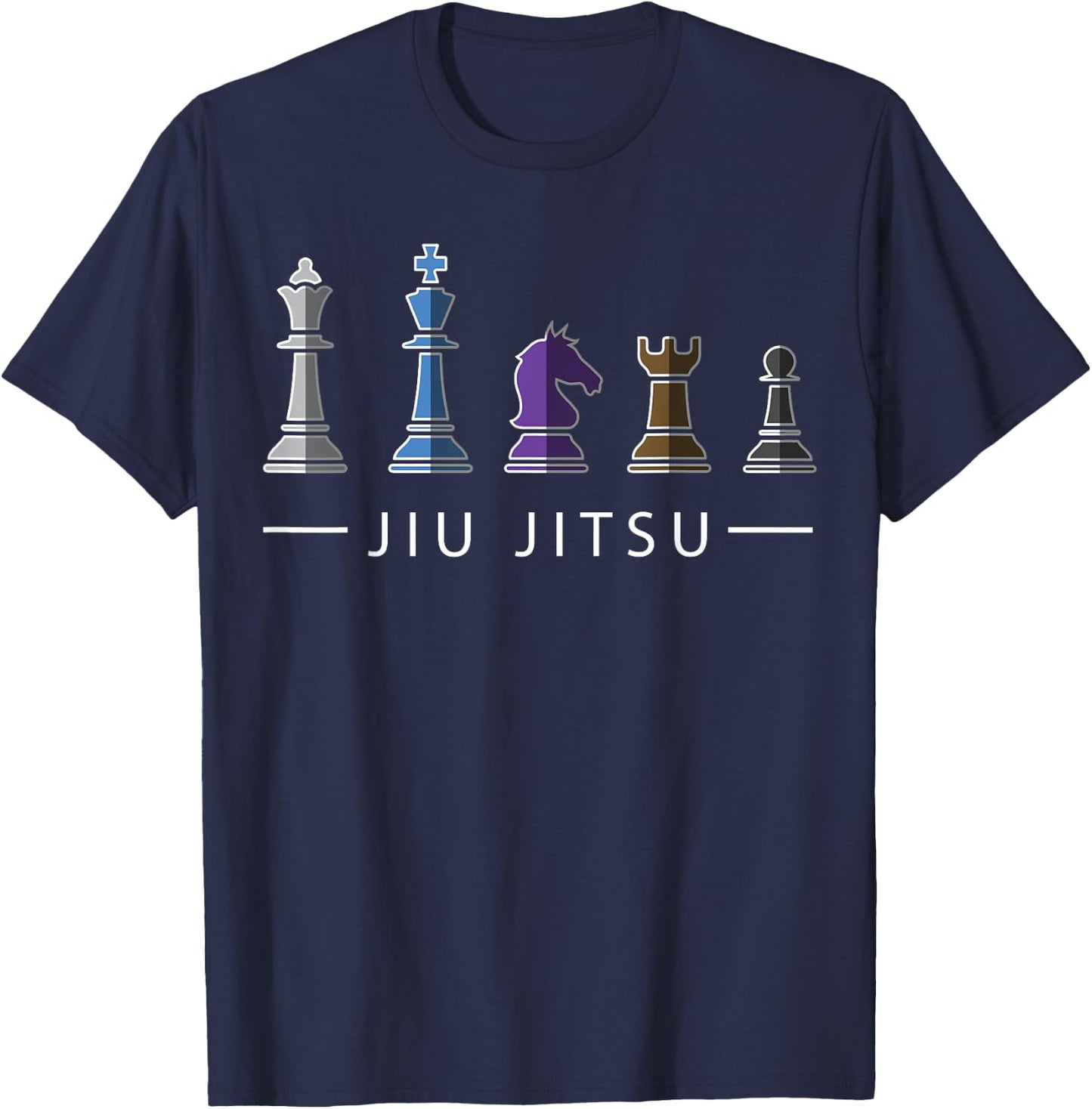 Funny BJJ Brazilian Jiu Jitsu Chess Belt Fighter MMA Gifts T-Shirt - T-Shirt | Navy