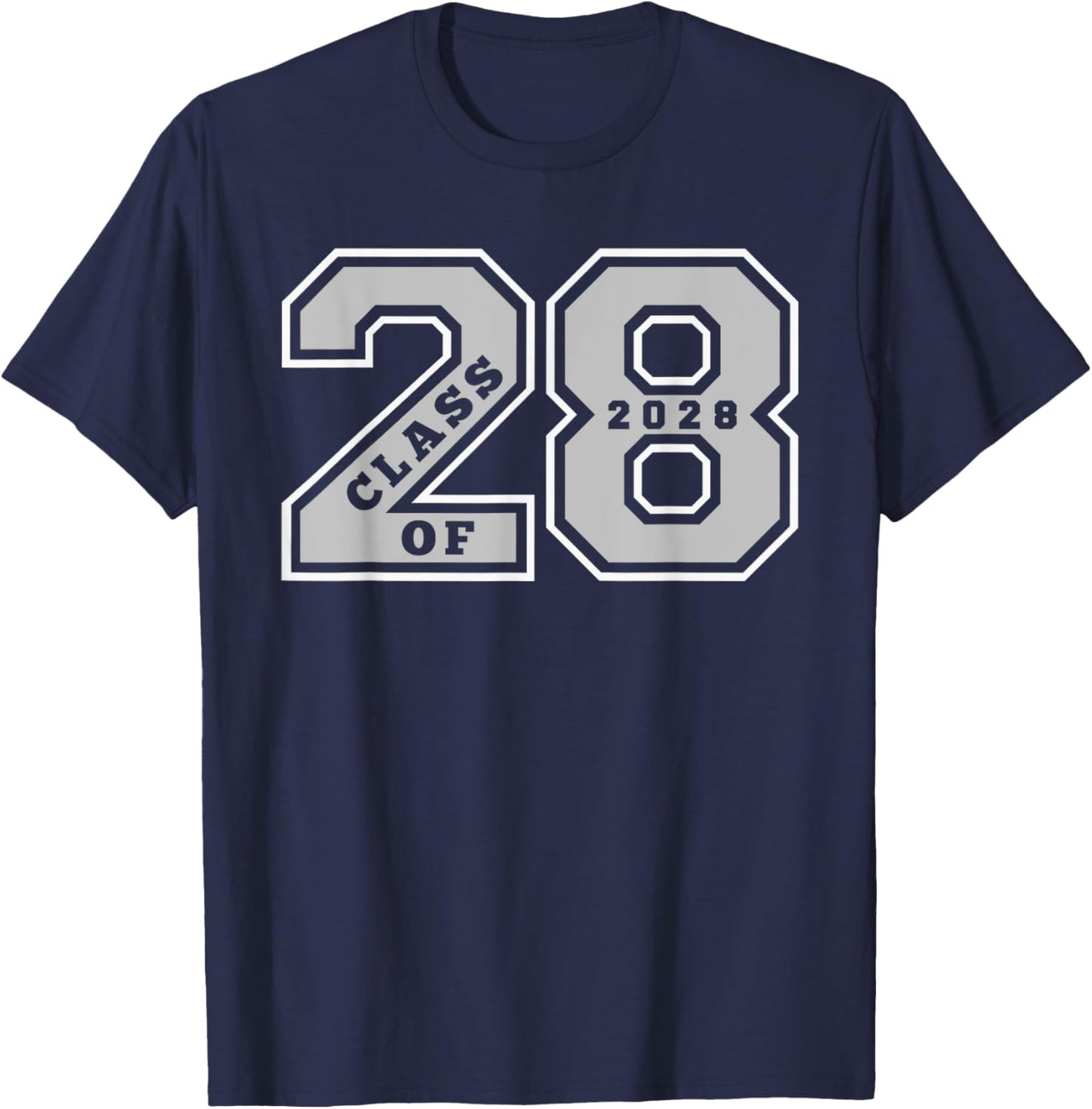 Class of 2028 - Gray Letterman Style Class of 28 Swag Gift 1 T-Shirt - T-Shirt | Navy