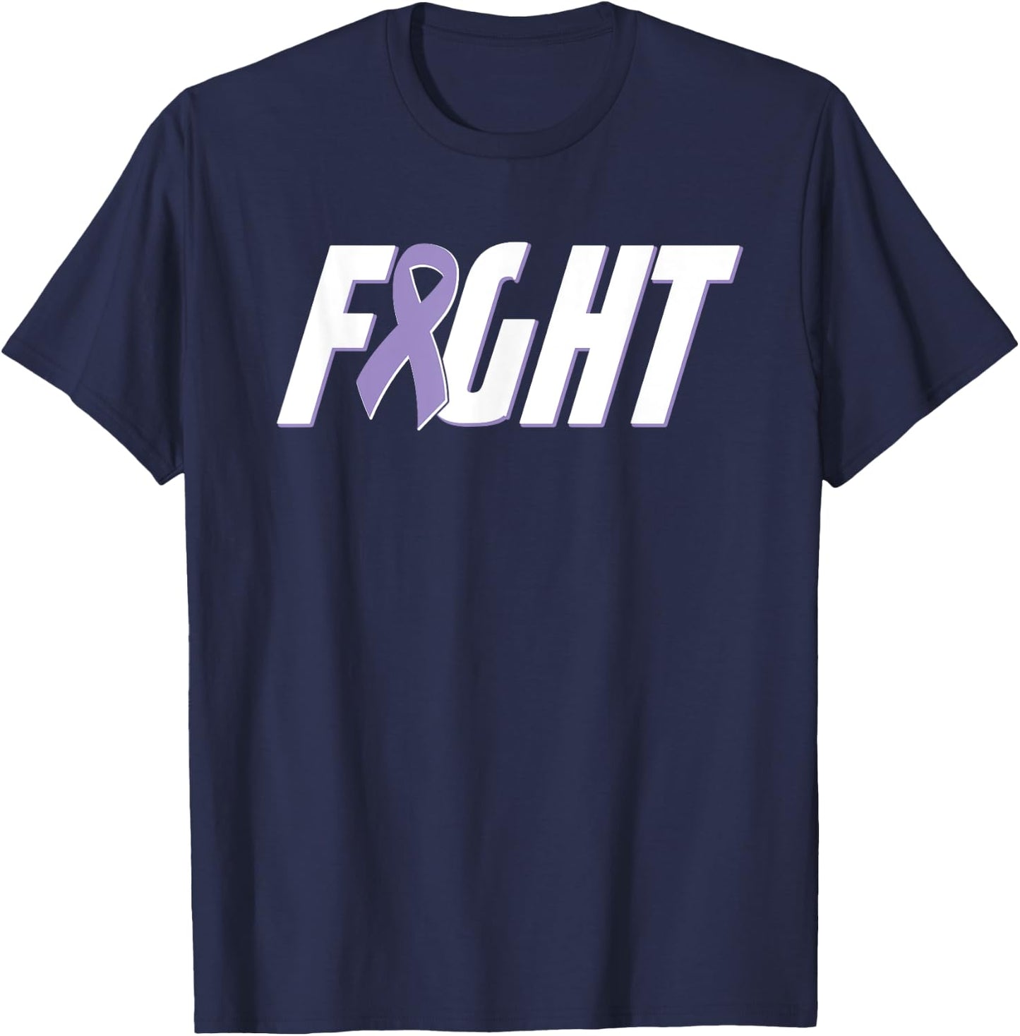 Fight Testicular Cancer - Orchid Purple Awareness Ribbon T-Shirt - T-Shirt | Navy