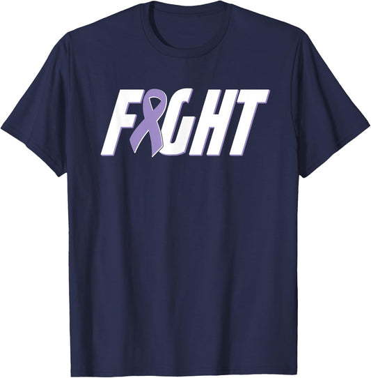 Fight Testicular Cancer - Orchid Purple Awareness Ribbon T-Shirt - T-Shirt | Navy