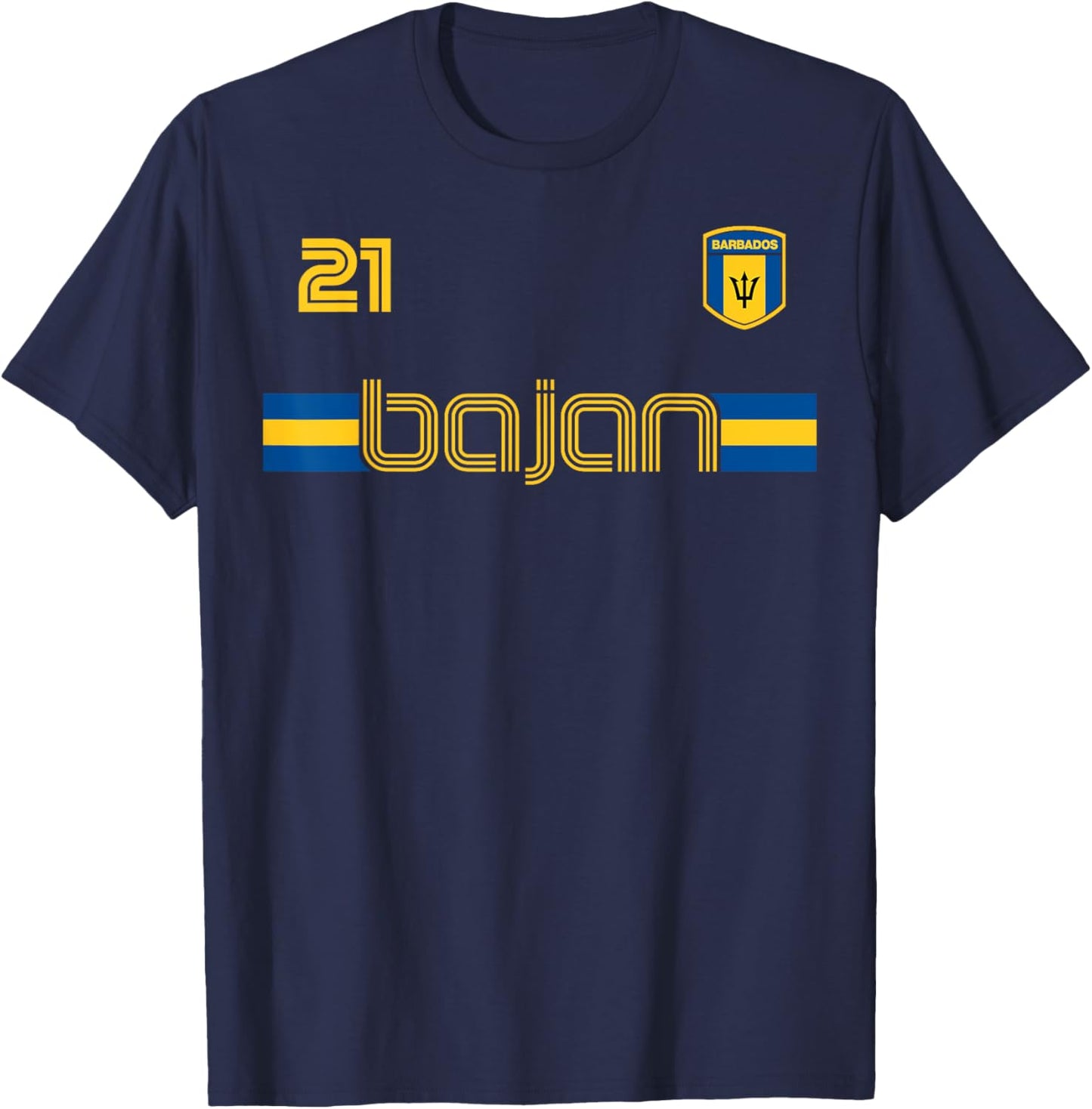 BAJAN Patriotic Retro Jersey Barbados Flag Women Kids Men T-Shirt - T-Shirt | Navy
