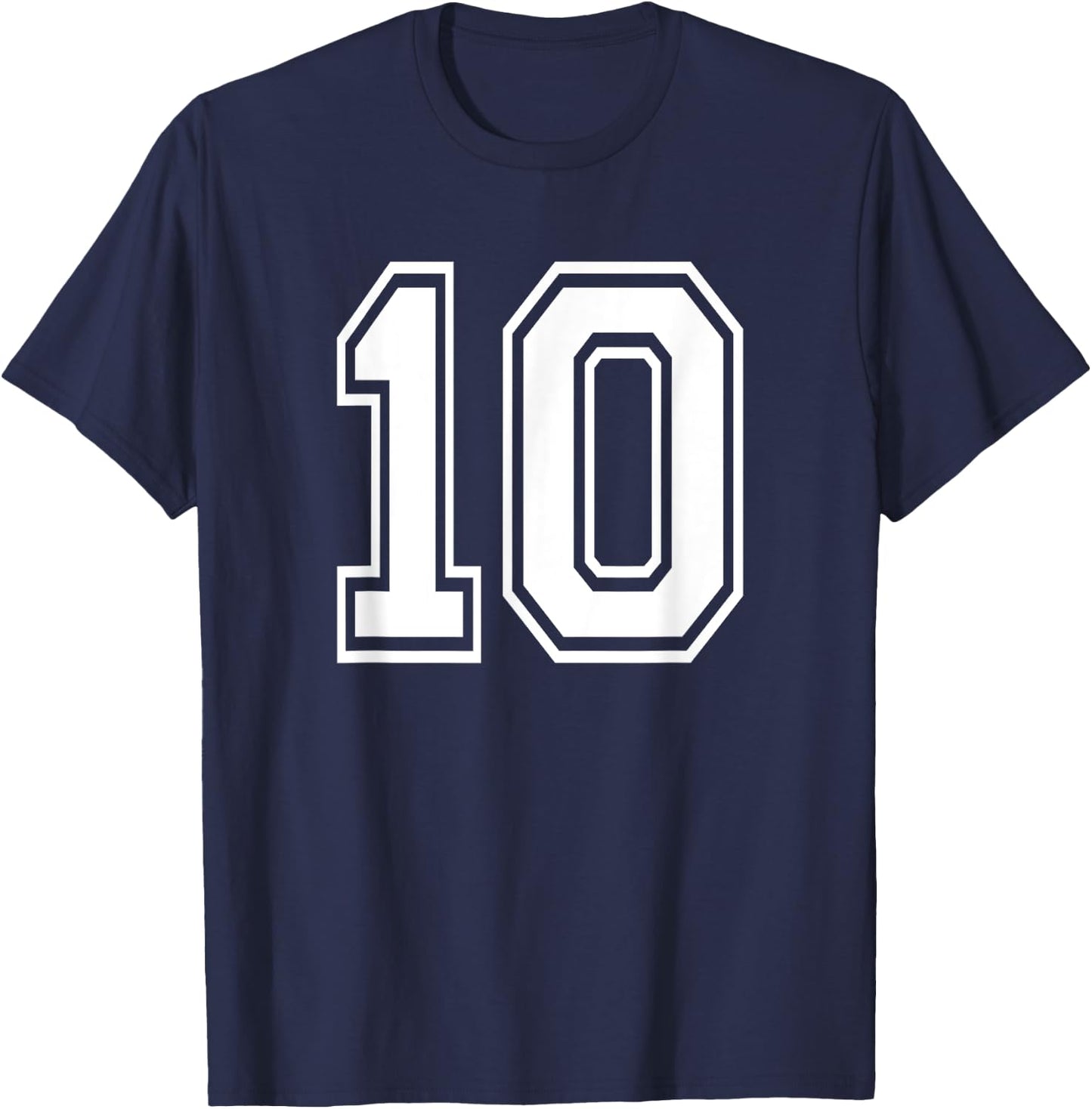 Number 10 Birthday Gift Sports Player Team Numbered Jersey T-Shirt - T-Shirt | Navy