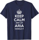 ARIA Keep Calm Personalized Name Funny Birthday Gift T-Shirt - T-Shirt | Navy