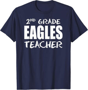 Eagles Second 2nd Grade Teacher Back To School Gift T-Shirt - T-Shirt | Navy