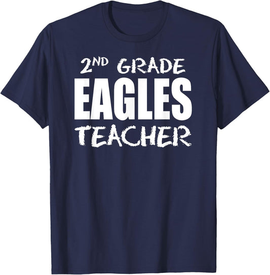 Eagles Second 2nd Grade Teacher Back To School Gift T-Shirt - T-Shirt | Navy