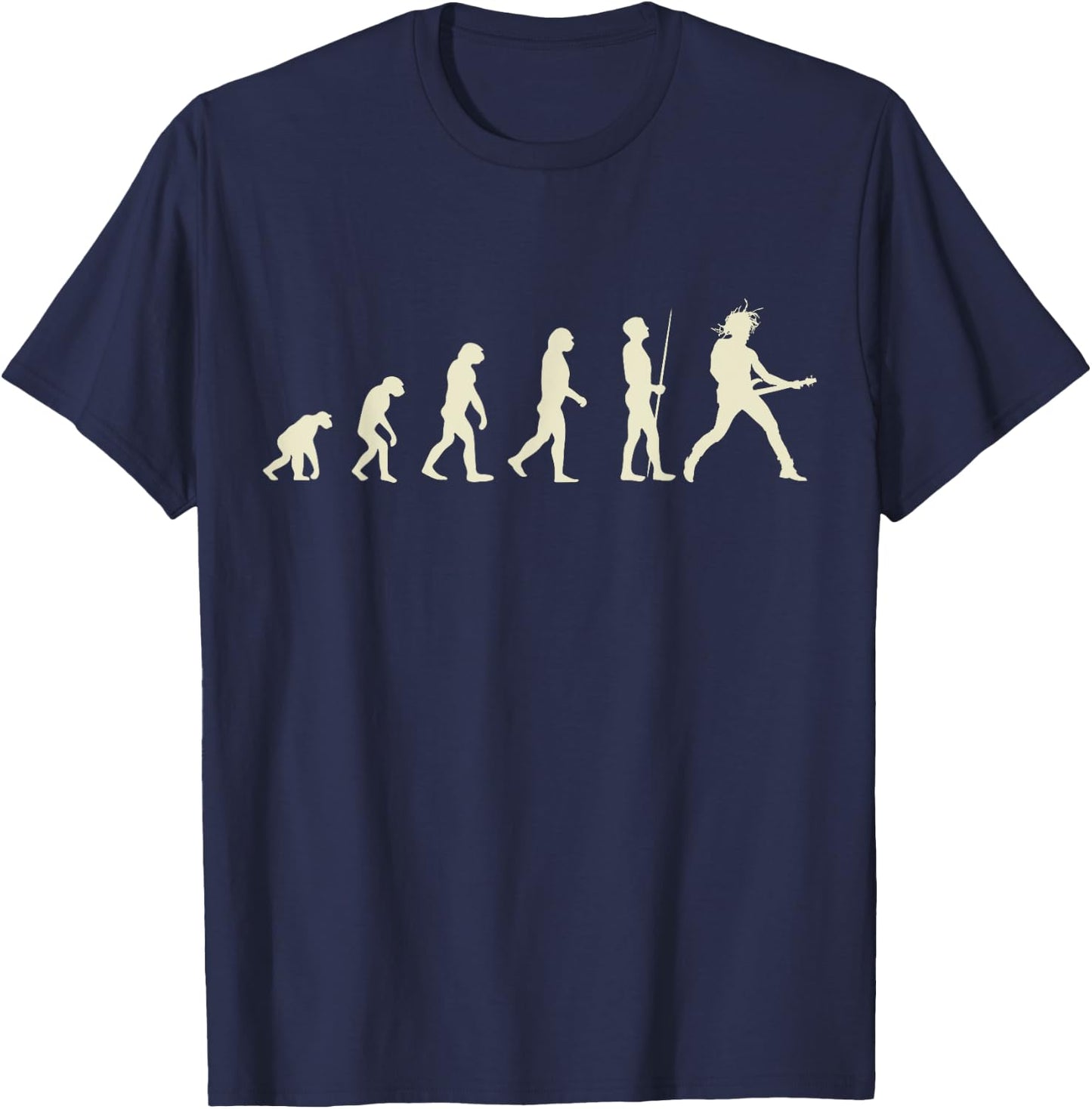 Guitar Player Evolution Funny Guitarist T-Shirt - T-Shirt | Navy