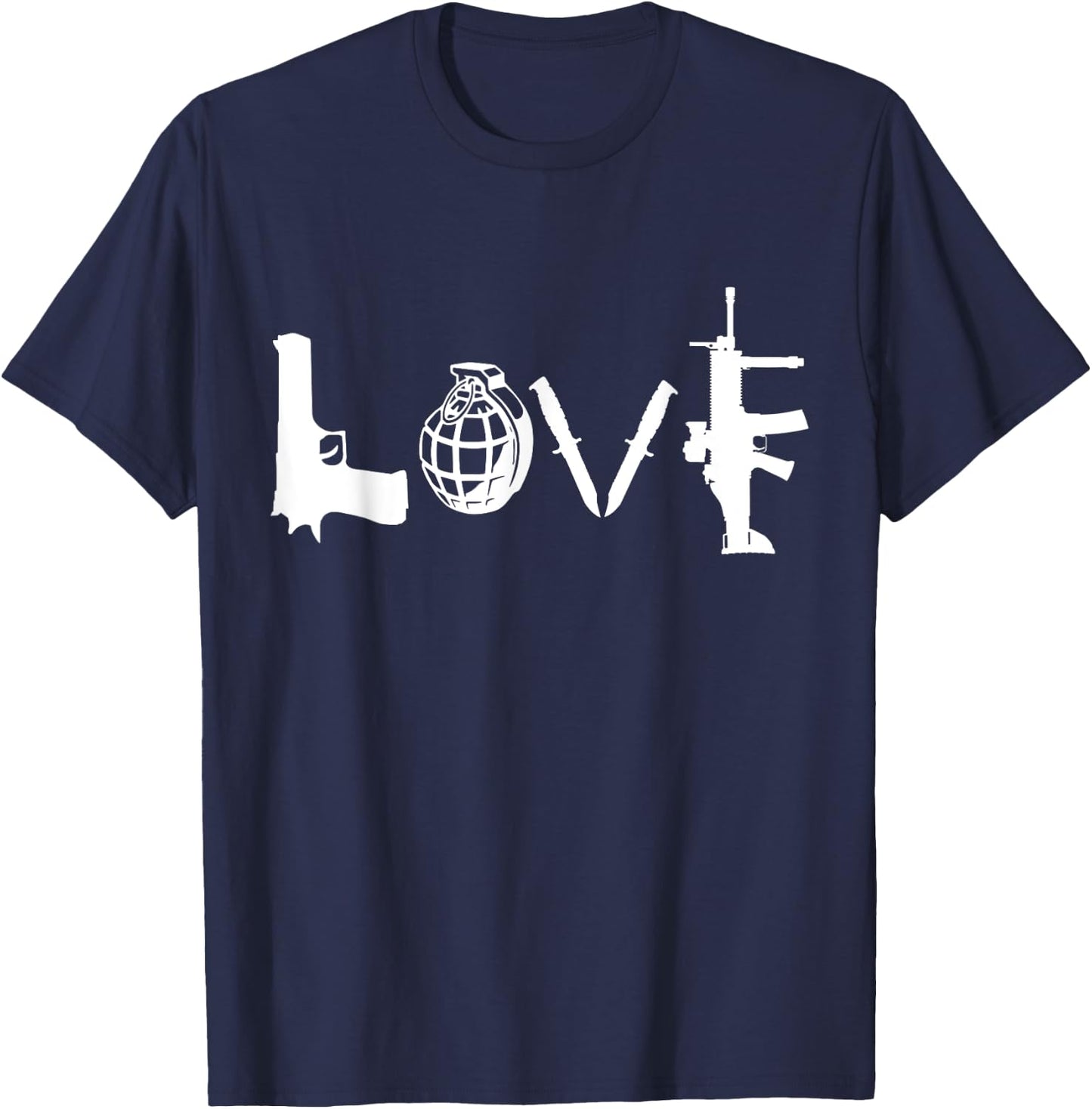 LOVE Weapons Guns Grenades Knives Assault Rifle guns t shirt T-Shirt - T-Shirt | Navy