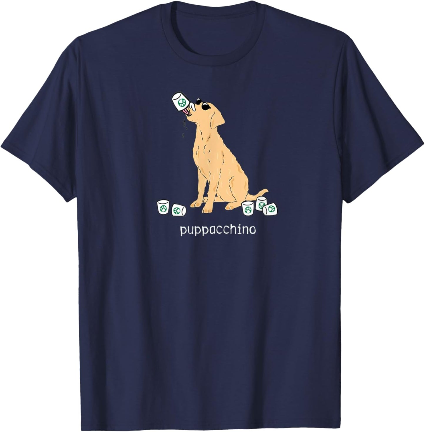 Puppachino Funny Cute Dog Pup Cup Pun Pet Owners Dog Love Men Women Kids T-Shirt - T-Shirt | Navy