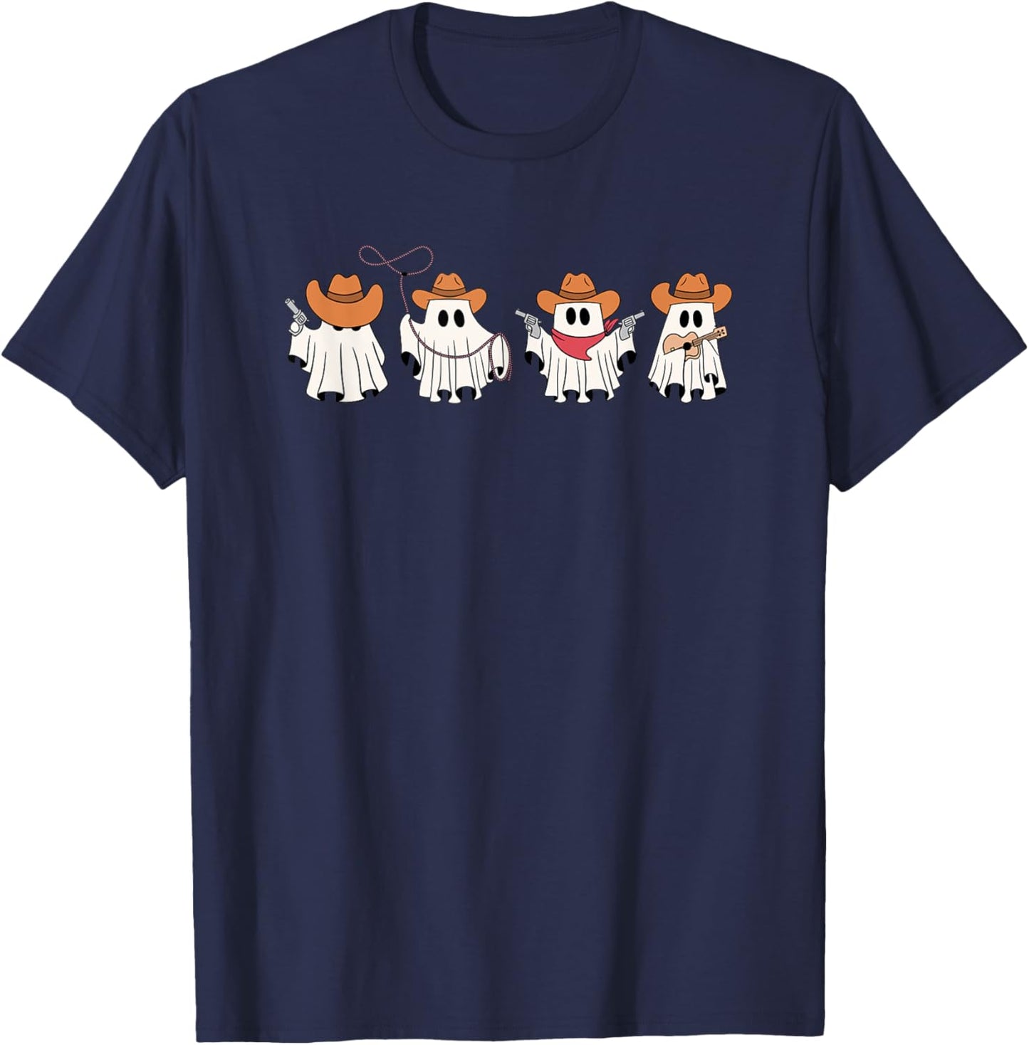 Cowboy Ghost Halloween Ghoul Design Funny Cowgirl Cowboy T-Shirt - T-Shirt | Navy