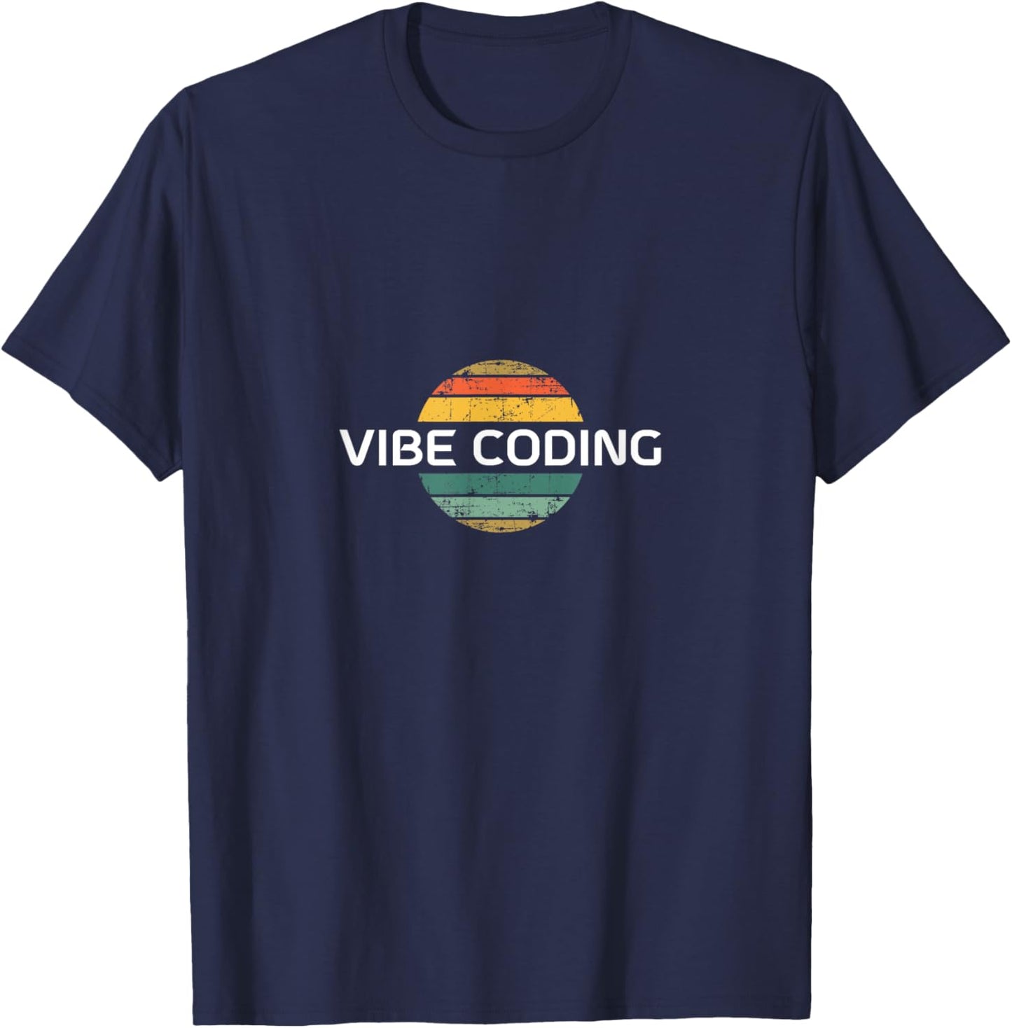 Vibe Coding - Retro Vintage Sunset T-Shirt - T-Shirt | Navy