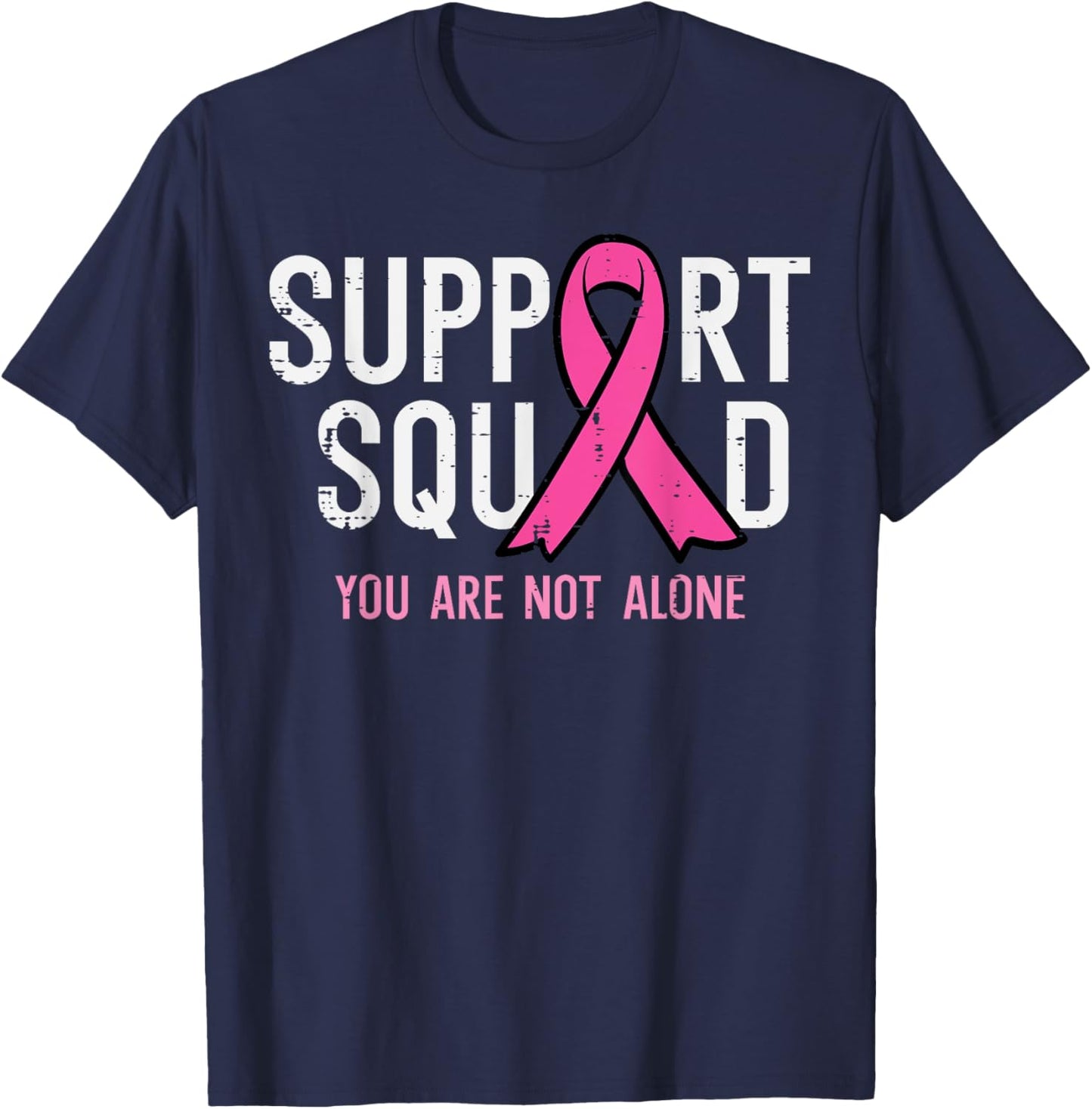 Breast Cancer Ribbon Support Squad Awareness Men Women Kids T-Shirt - T-Shirt | Navy