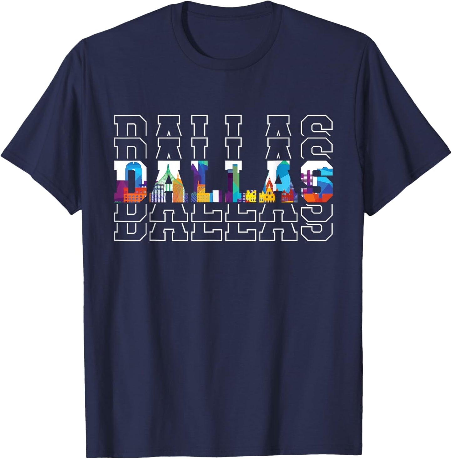 Dallas City Map Landscape Texas American State Texas T-Shirt - T-Shirt | Navy