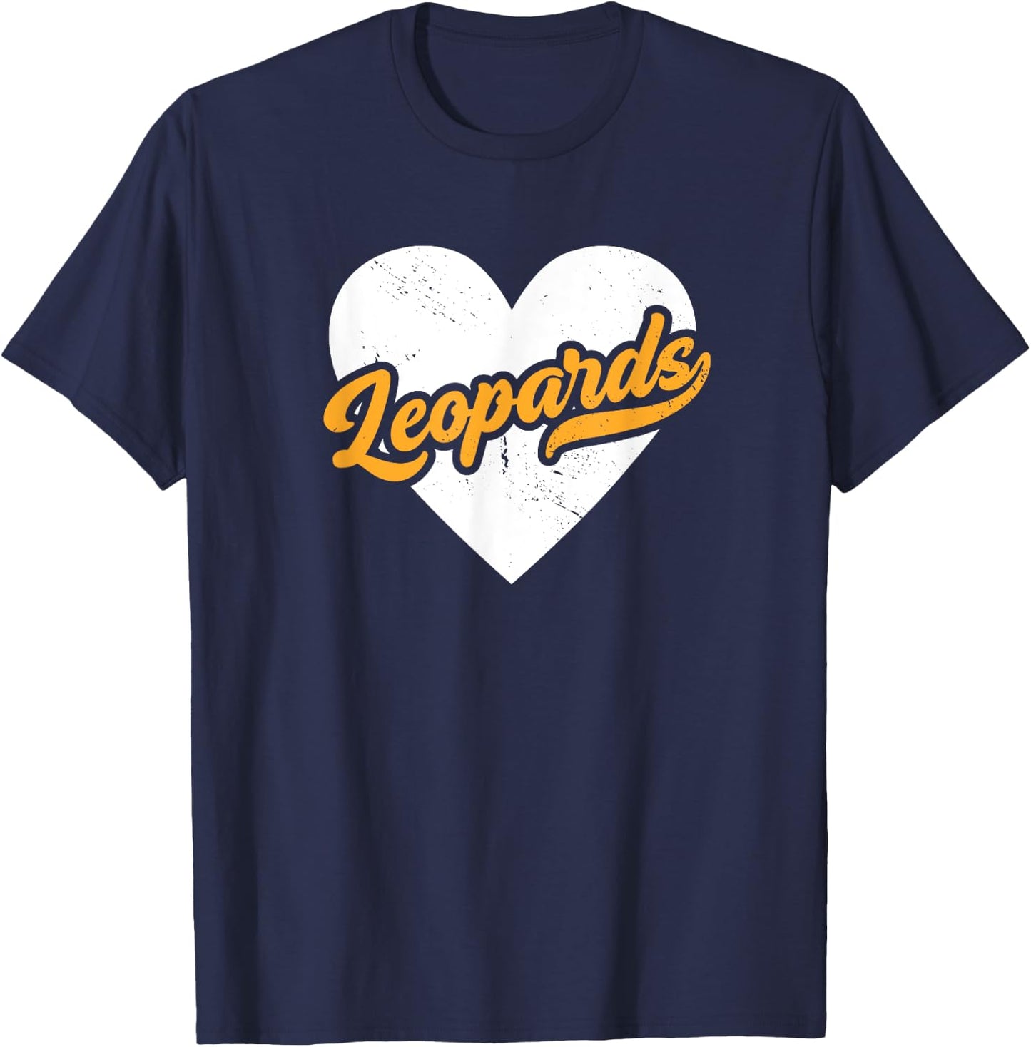 Vintage Leopards High School Go Leopards Pride Heart T-Shirt - T-Shirt | Navy