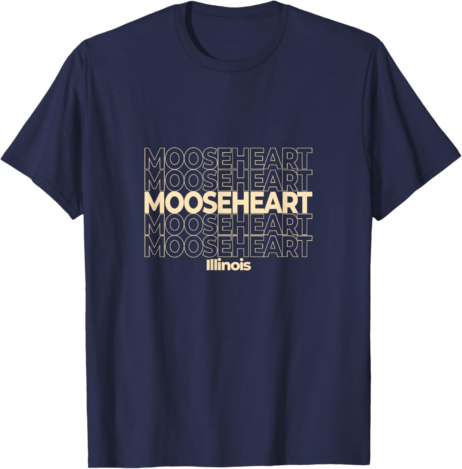 Vintage Mooseheart, Illinois Repeating Text T-Shirt - T-Shirt | Navy