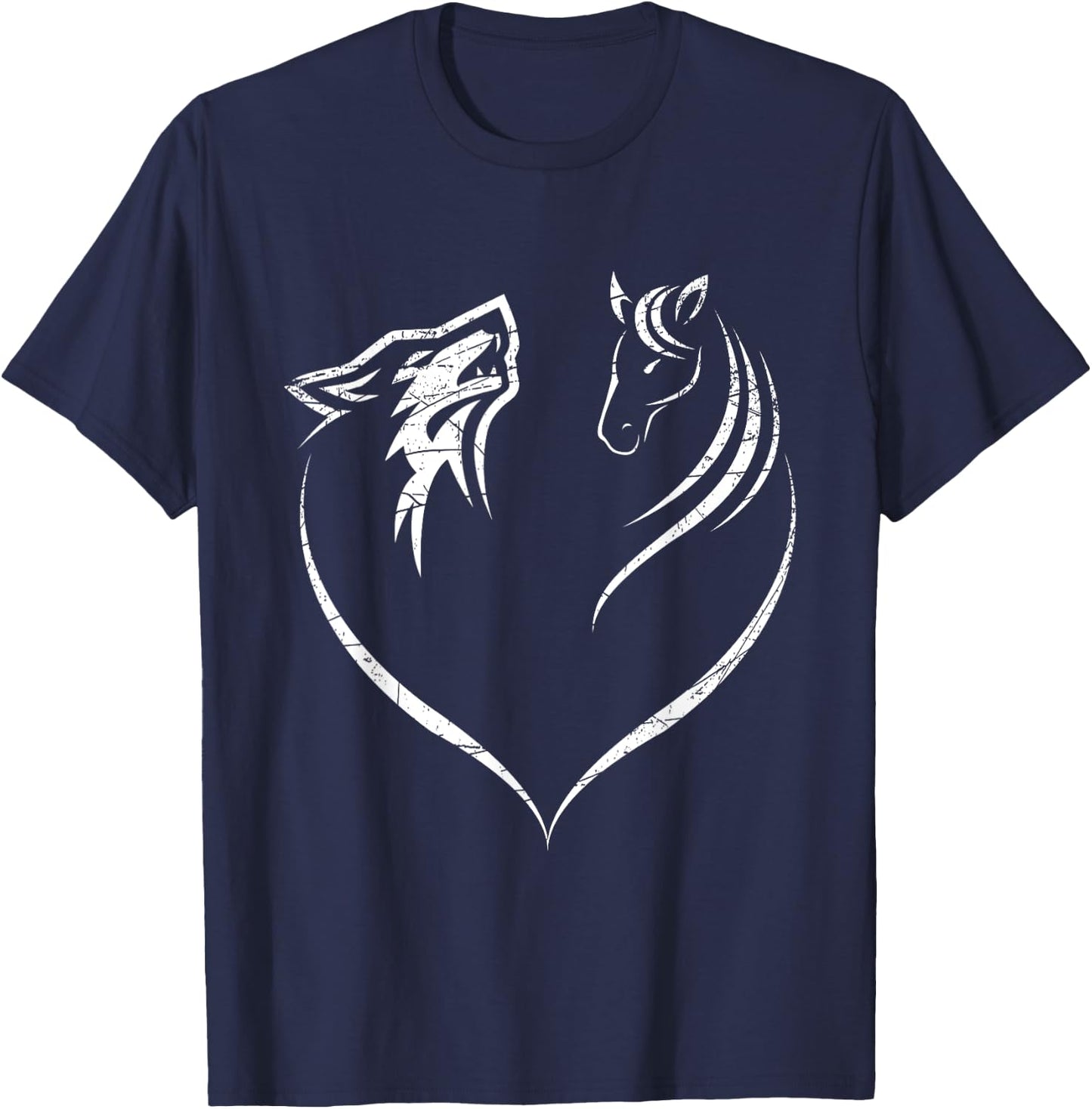 Horse Wolf Animal Gift Horse T-Shirt - T-Shirt | Navy