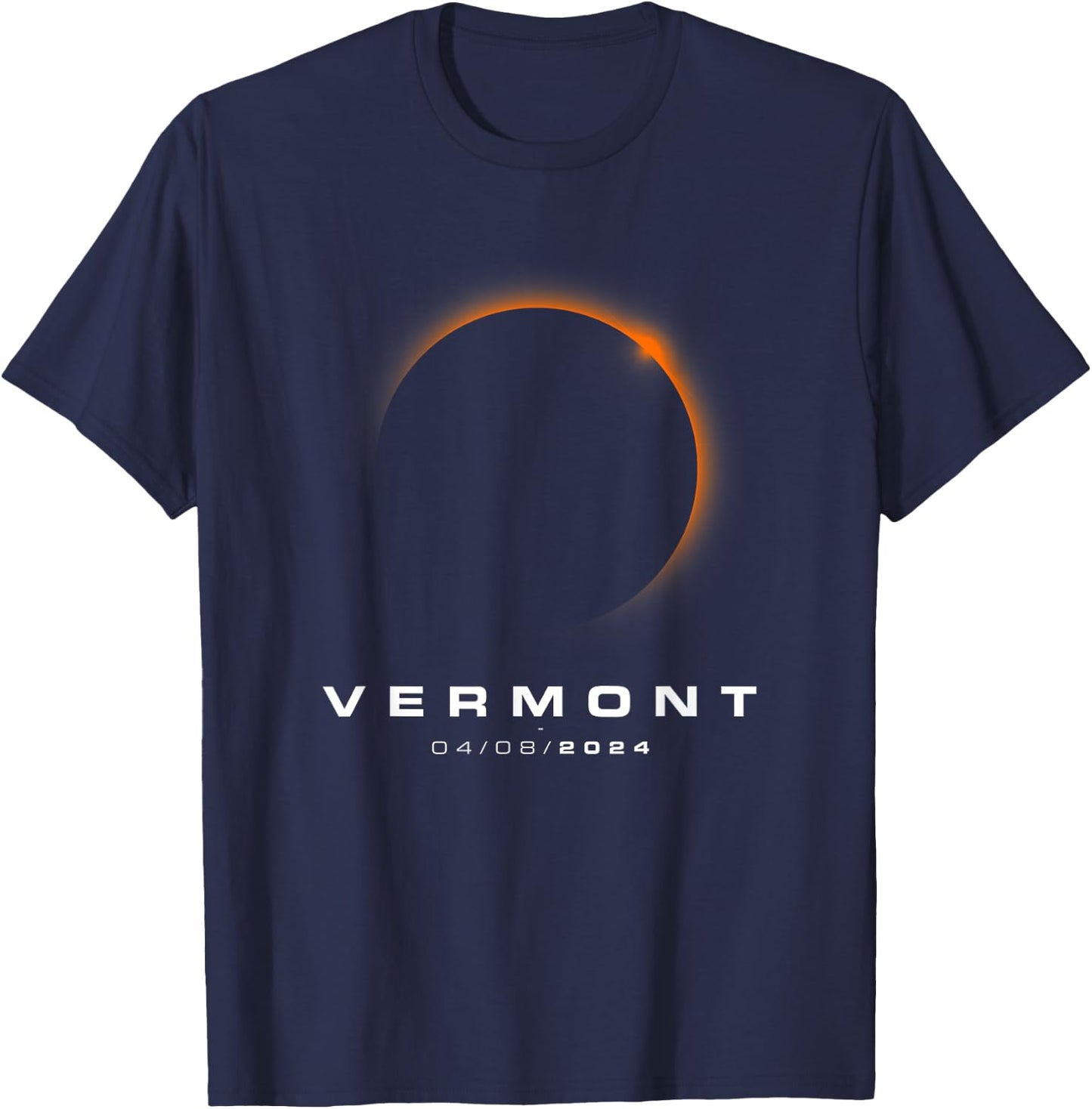 Vermont Total Solar Eclipse 2024 - Vermont Solar Eclipse T-Shirt - T-Shirt | Navy