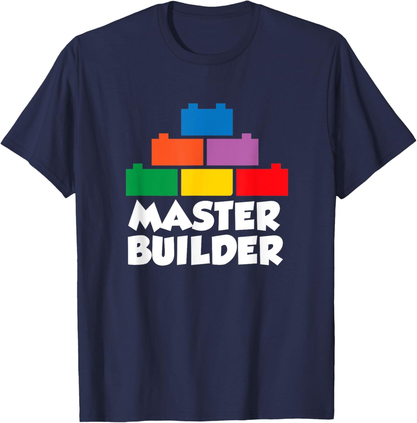 Brick Builder Blocks Building Master Builder Toys Kids Boys T-Shirt - T-Shirt | Navy