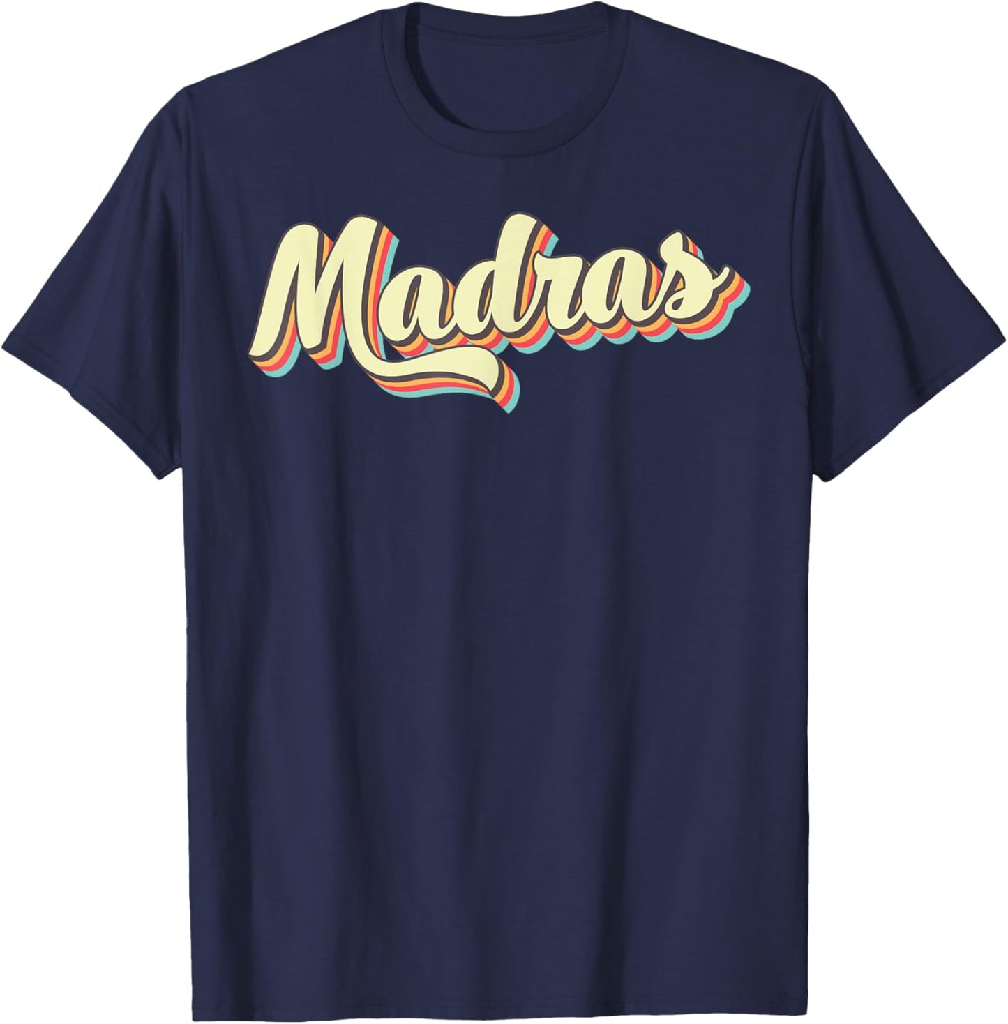 Madras Retro Art Baseball Font Vintage T-Shirt - T-Shirt | Navy