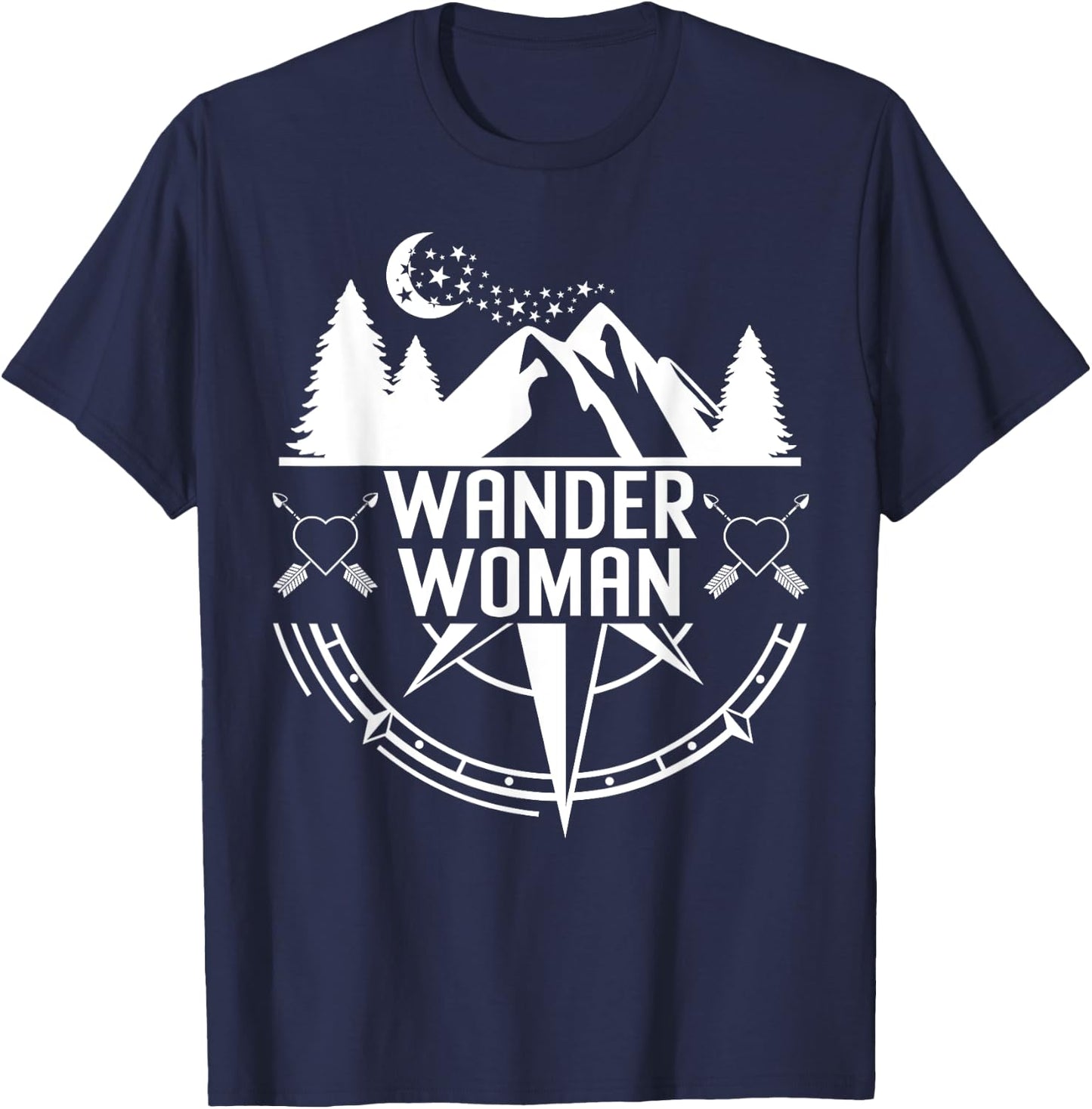 Compass Mountain Shirt ,Wander Woman Shirt,Hiking T-Shirt - T-Shirt | Navy