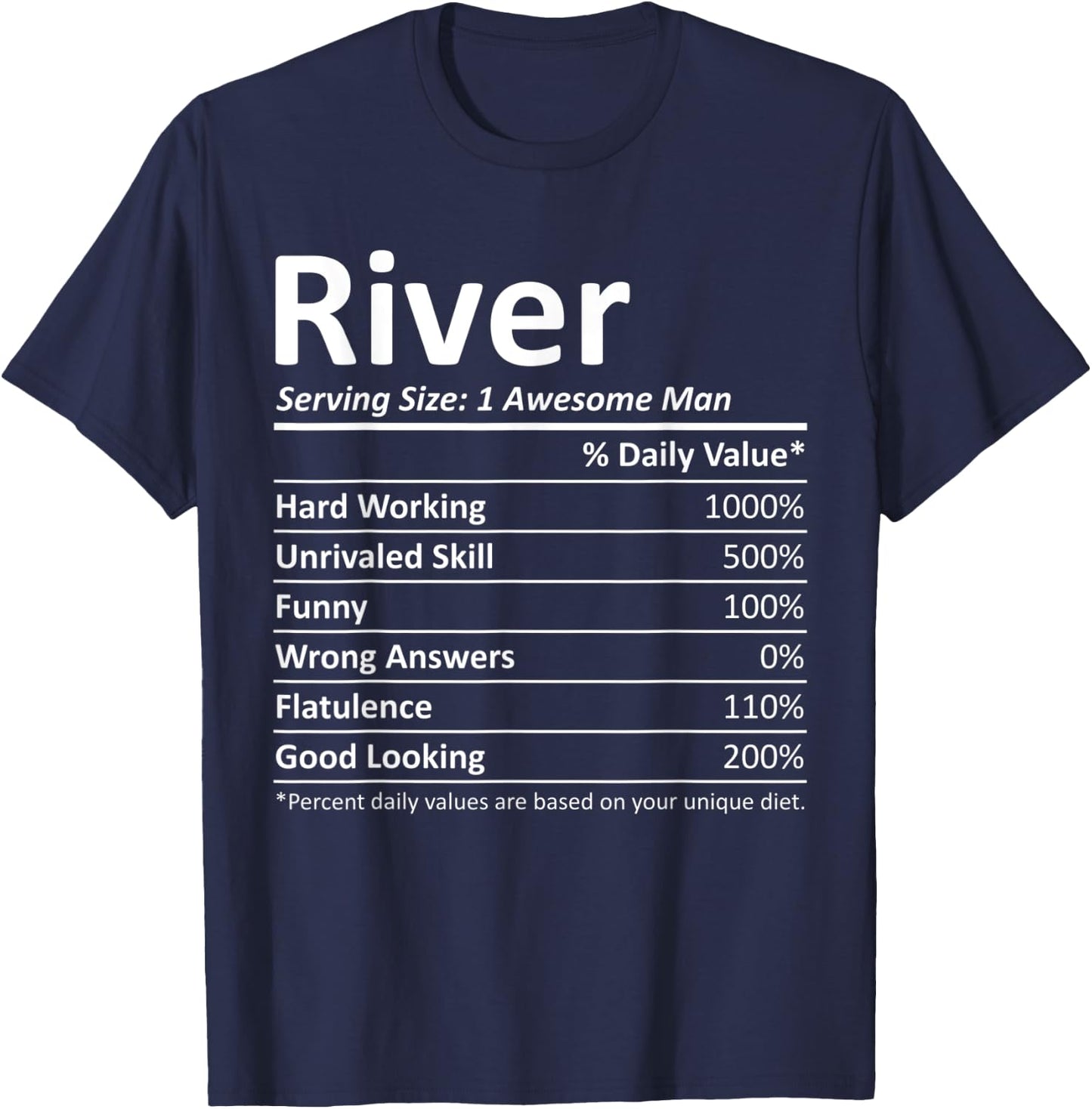 RIVER Nutrition Funny Birthday Personalized Name Gift T-Shirt - T-Shirt | Navy