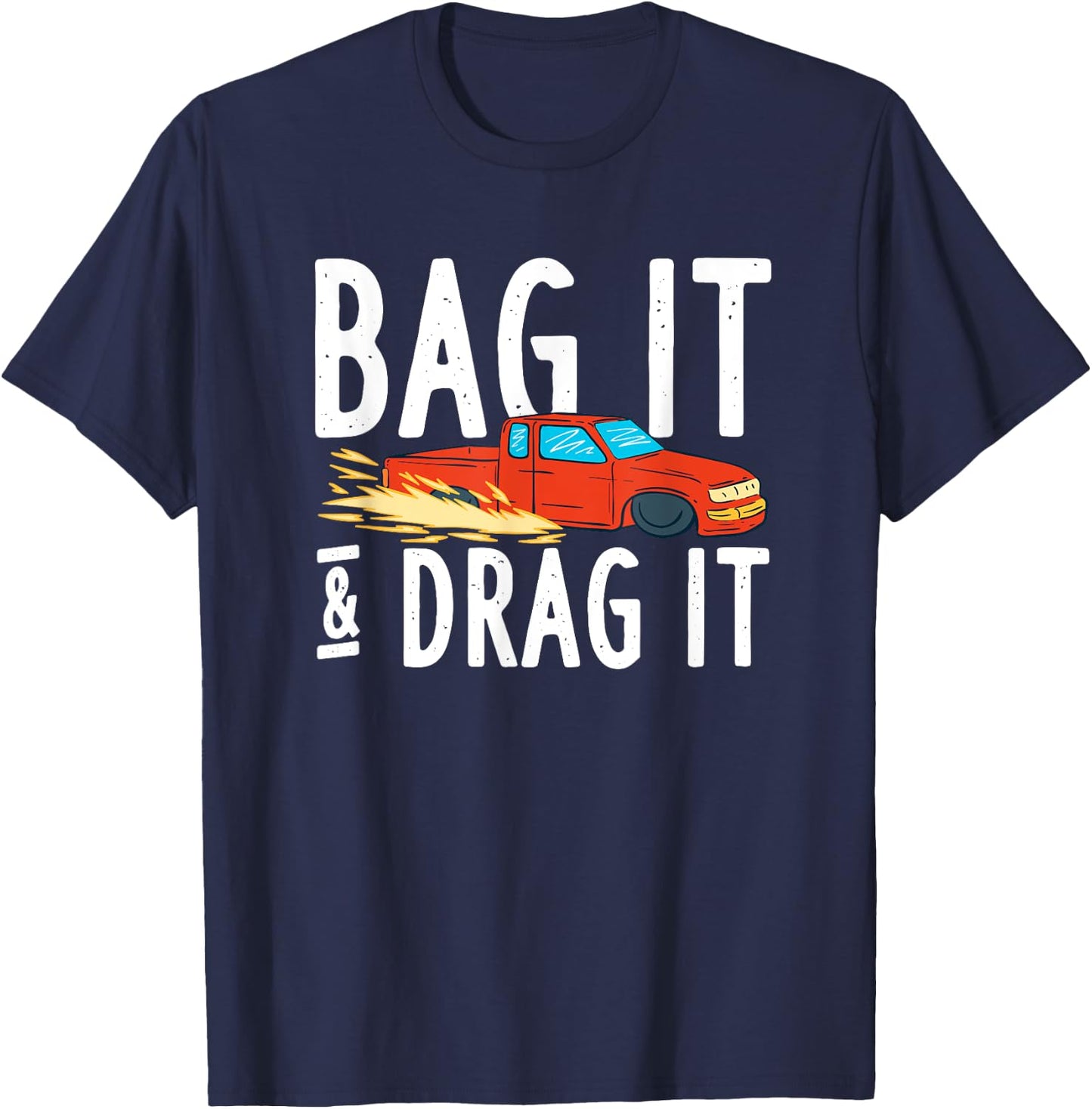 Bag it and Dragit Bagged Mini Truck Lowrider Diesel Engine T-Shirt - T-Shirt | Navy