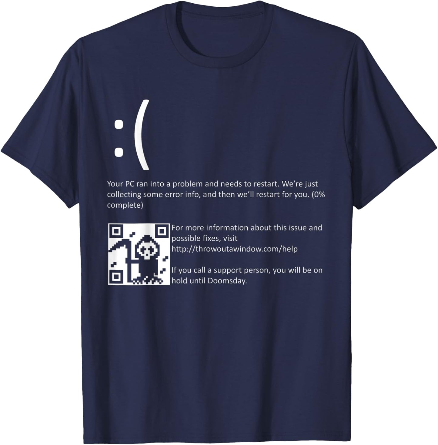 Funny Nerdy Blue Screen of Death Windows BSOD Halloween Geek T-Shirt - T-Shirt | Navy