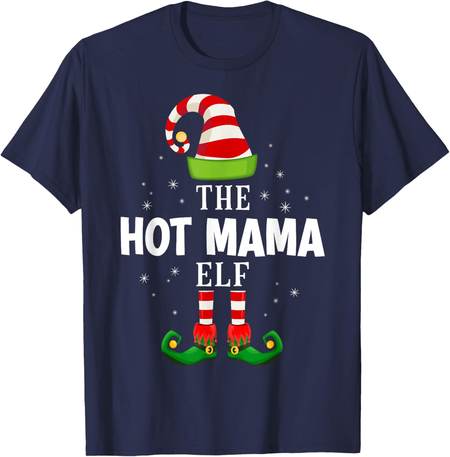 The Hot Mama Elf Christmas PJS Matching Pajama T-Shirt - T-Shirt | Navy
