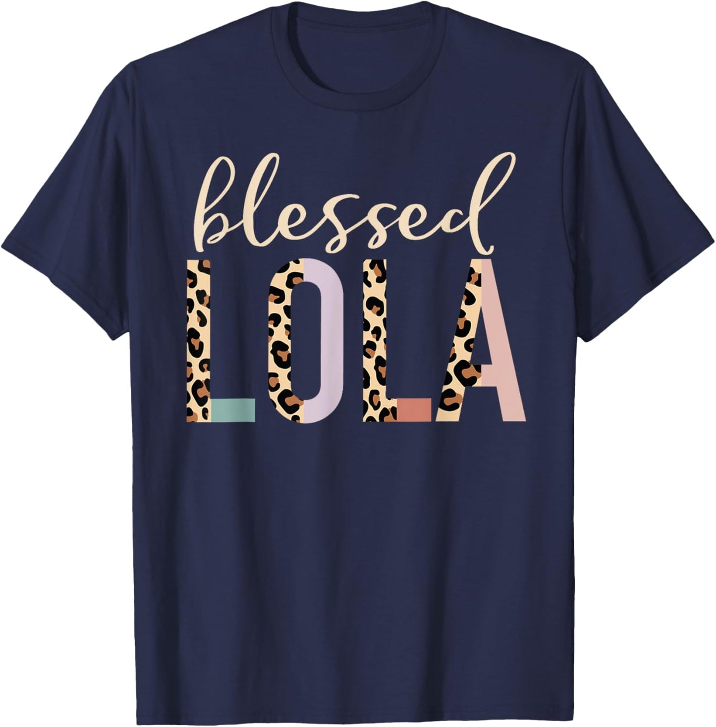 Blessed Lola Cute Leopard Print T-Shirt - T-Shirt | Navy