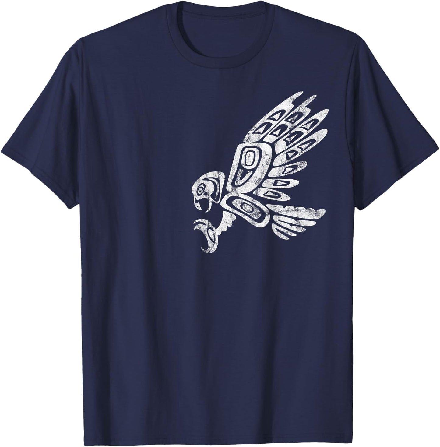 Falcon Abstract Haida Art Pacific Northwest Coast Bird T-Shirt - T-Shirt | Navy