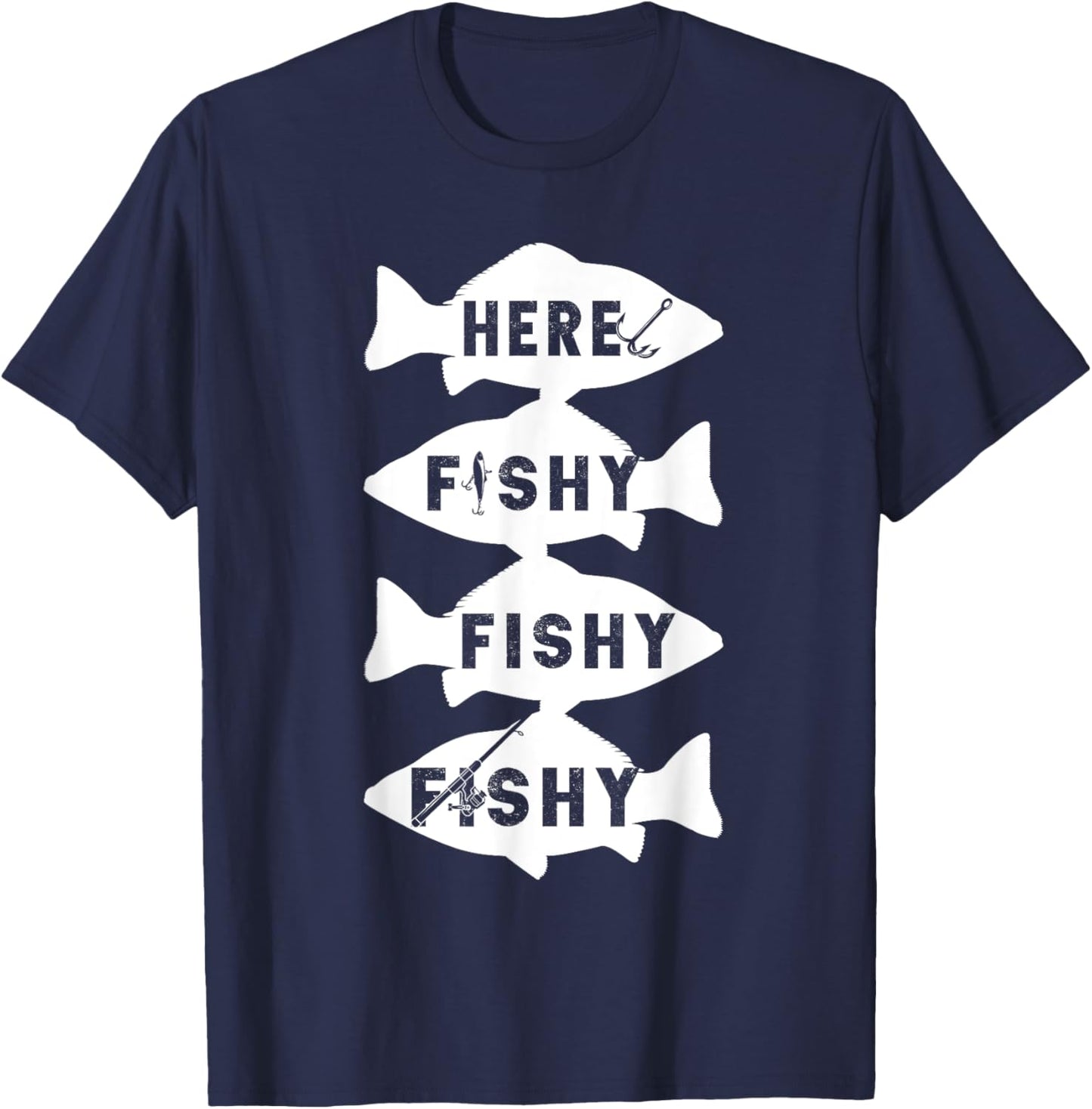 Fisher Fish Fishermen Bait Fishing Rod Boys Girls Bass T-Shirt - T-Shirt | Navy
