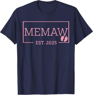 Memaw Established Est 2025 New Born Mother's Day T-Shirt - T-Shirt | Navy
