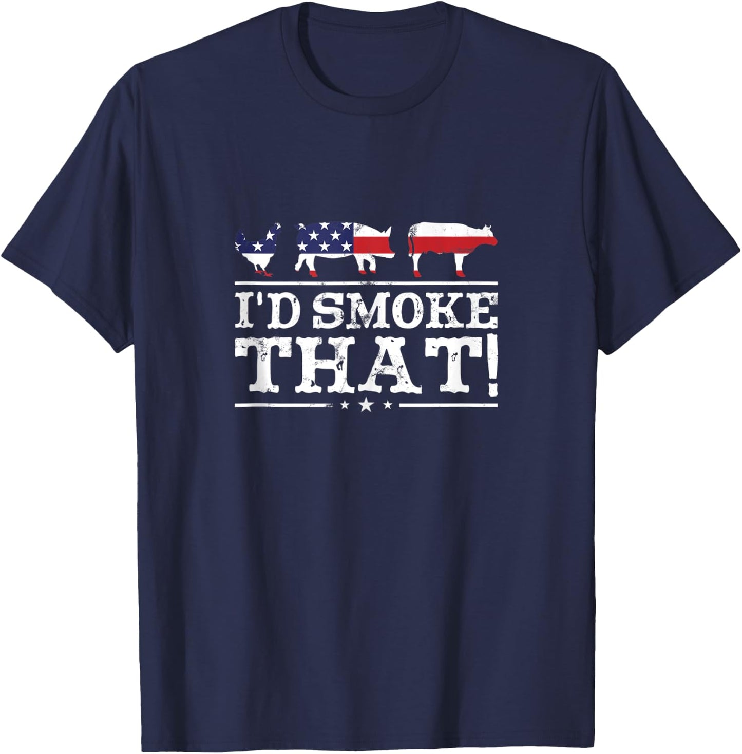 Funny BBQ Shirt I'd Smoke That Meat Pitmaster Grill Gift T-Shirt - T-Shirt | Navy
