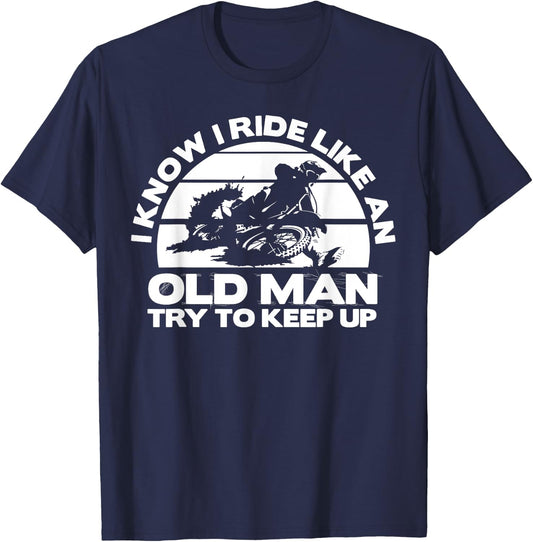 Old Man Bike | Funny Dirtbike Motocross design design T-Shirt - T-Shirt | Navy