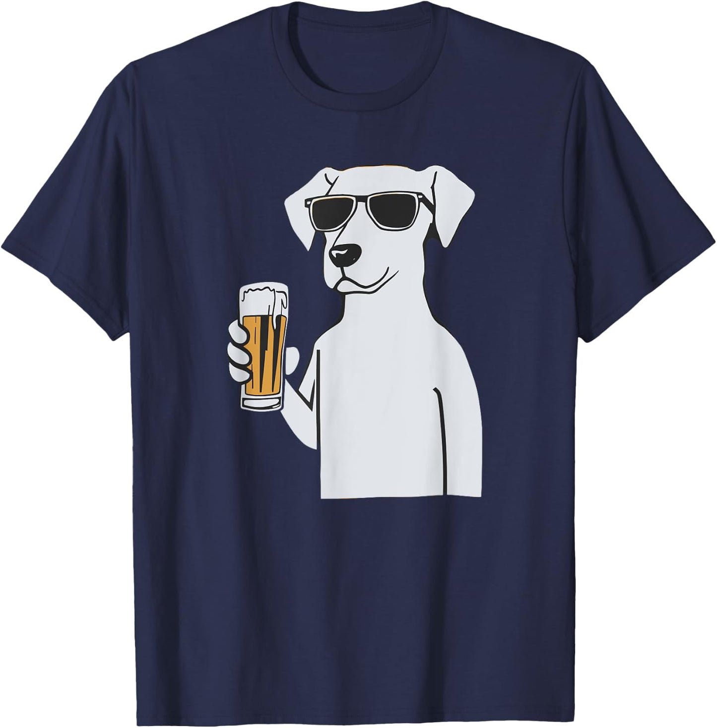 Cool Dog Sunglasses Drinking Beer Dogs Men Women T-Shirt - T-Shirt | Navy