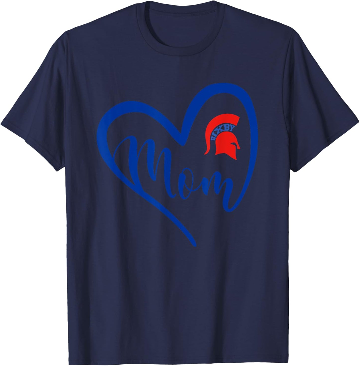 Bixby Spartans Logo Heart Mom HS T-Shirt - T-Shirt | Navy