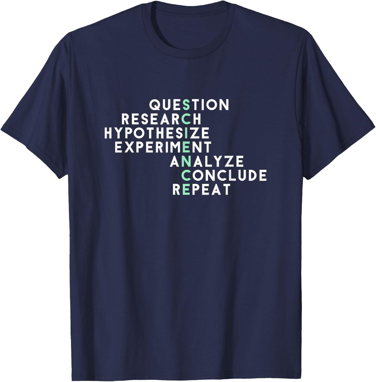 Acrostic Scientific Method Research Experiment Science T-Shirt - T-Shirt | Navy