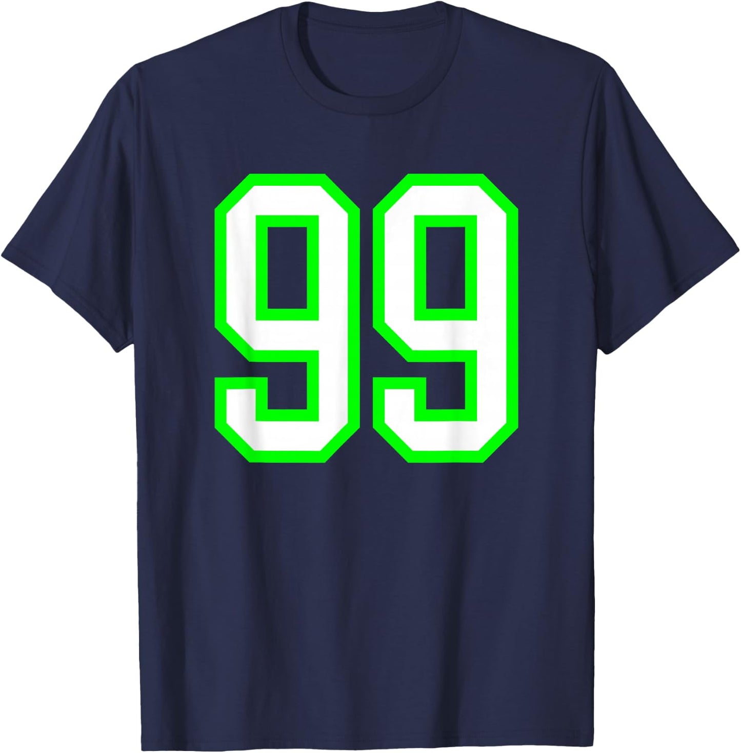 White Lime Sports Team Number #99 T-Shirt - T-Shirt | Navy