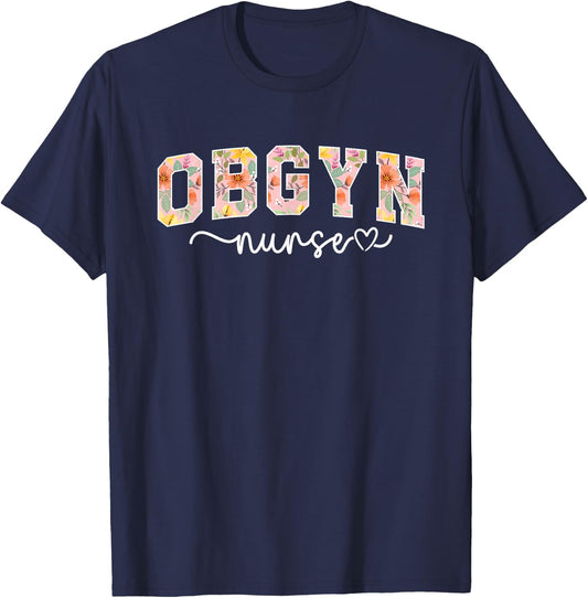 OBGYN Nursing For Obstetrics And Gynecology Nurse Black Modern Short Sleeve - Small - Women - Nurses, OBGYN Nurses T-Shirt - T-Shirt | Navy