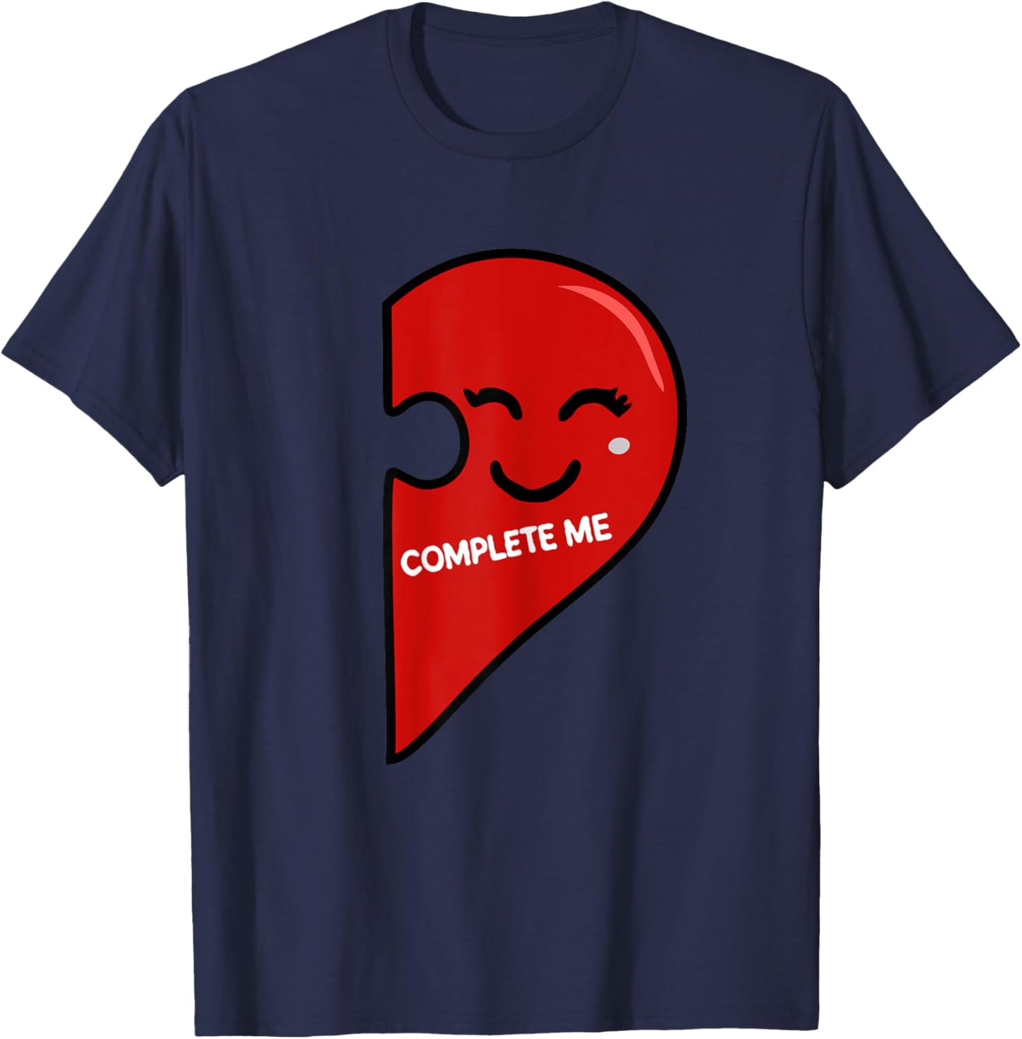 You Complete Me Female Matching Couple Puzzle Pieces T-Shirt - T-Shirt | Navy