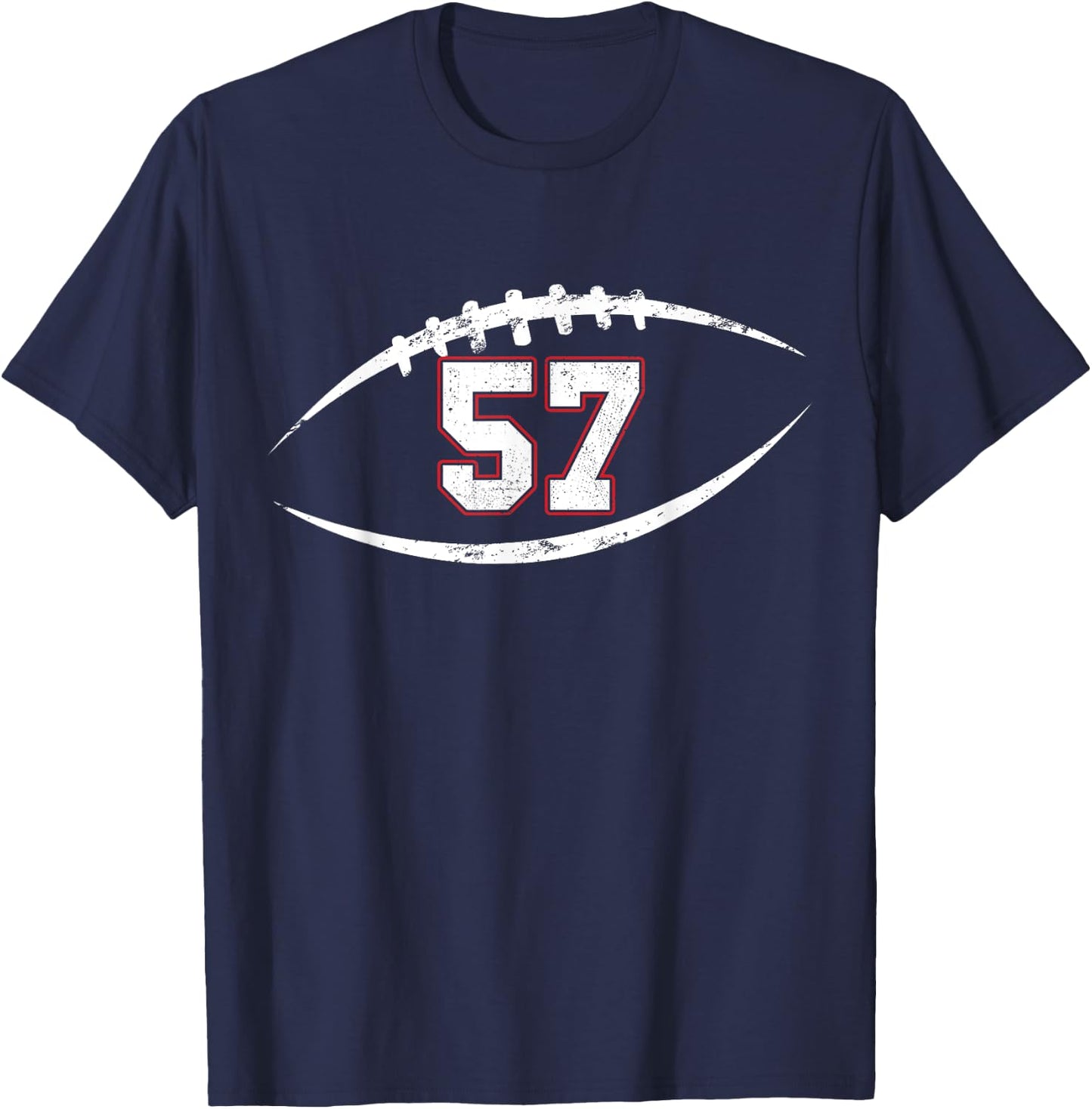 57 Number Vintage Football Player 57 Lucky Number Birthday T-Shirt - T-Shirt | Navy