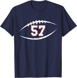 57 Number Vintage Football Player 57 Lucky Number Birthday T-Shirt - T-Shirt | Navy