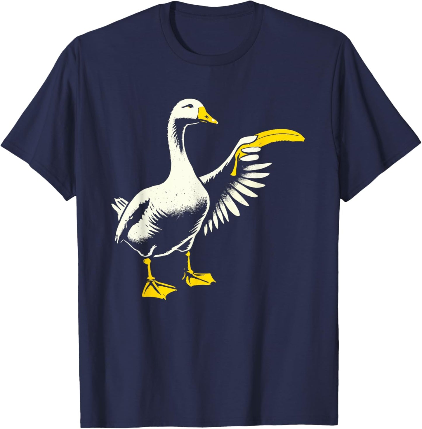 Silly Goose with Banana Meme Novelty Funny Goose T-Shirt - T-Shirt | Navy