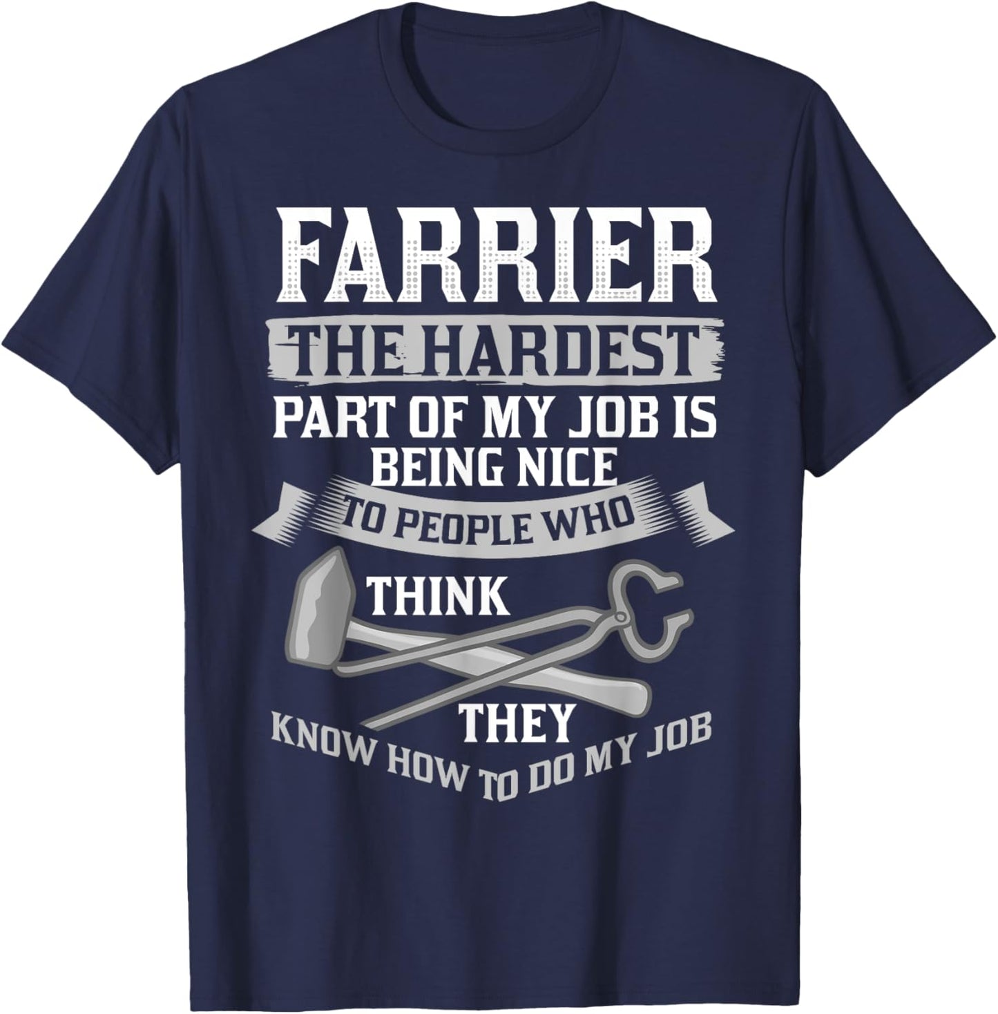 Farrier Horseshoe Hoof Tools Hammer Trimming T-Shirt - T-Shirt | Navy