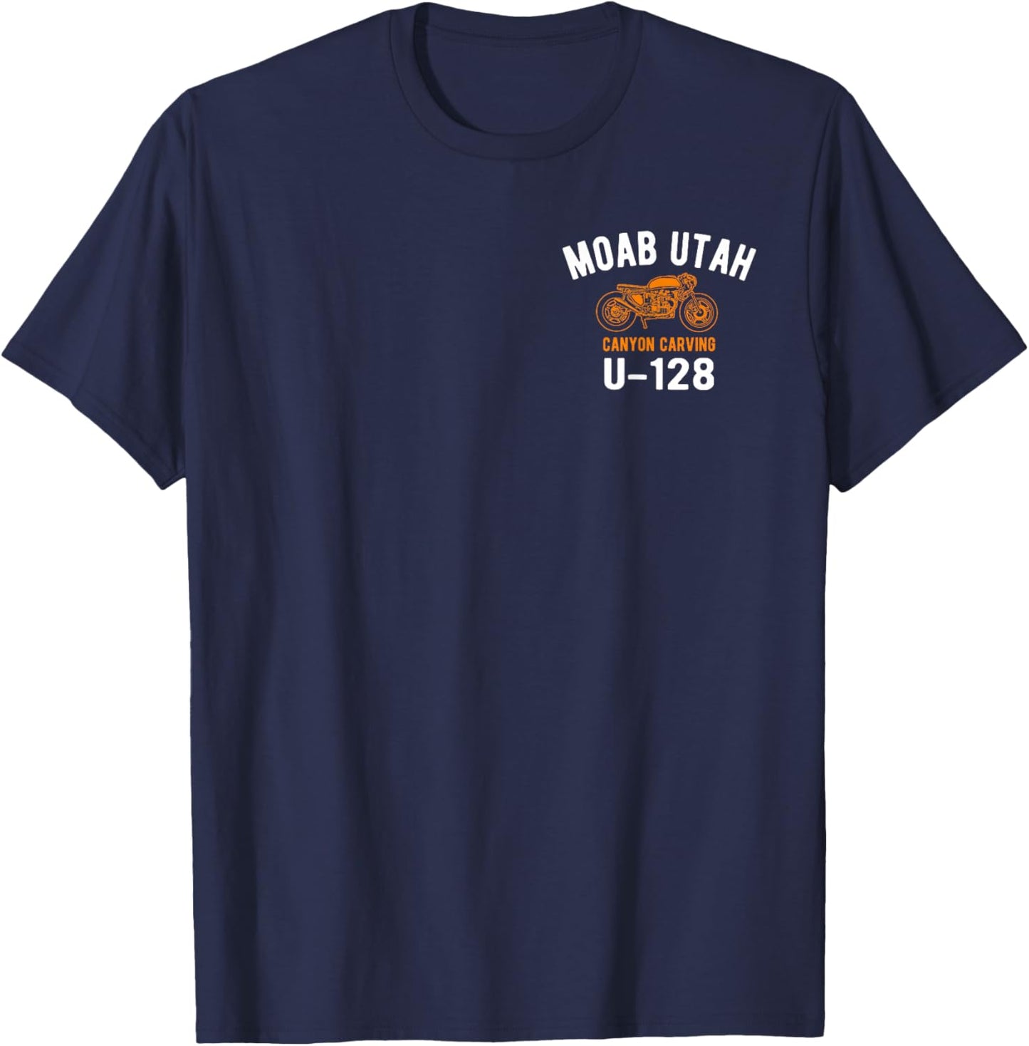 Moab Utah U-128 Retro Motorcycle Canyon Carving Design T-Shirt - T-Shirt | Navy