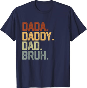 Dada Daddy Dad Bruh Retro Vintage Funny Fathers Day Vintage T-Shirt - T-Shirt | Navy