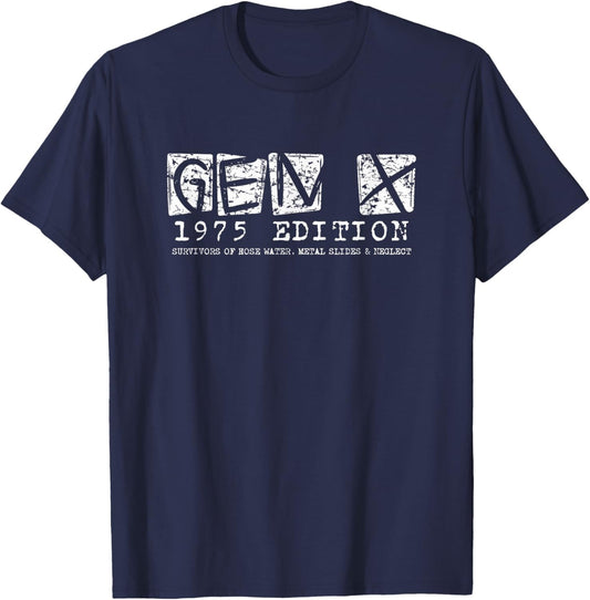 Gen X 1975 Edition 50th Birthday Retro Generation X Gen Xer T-Shirt - T-Shirt | Navy
