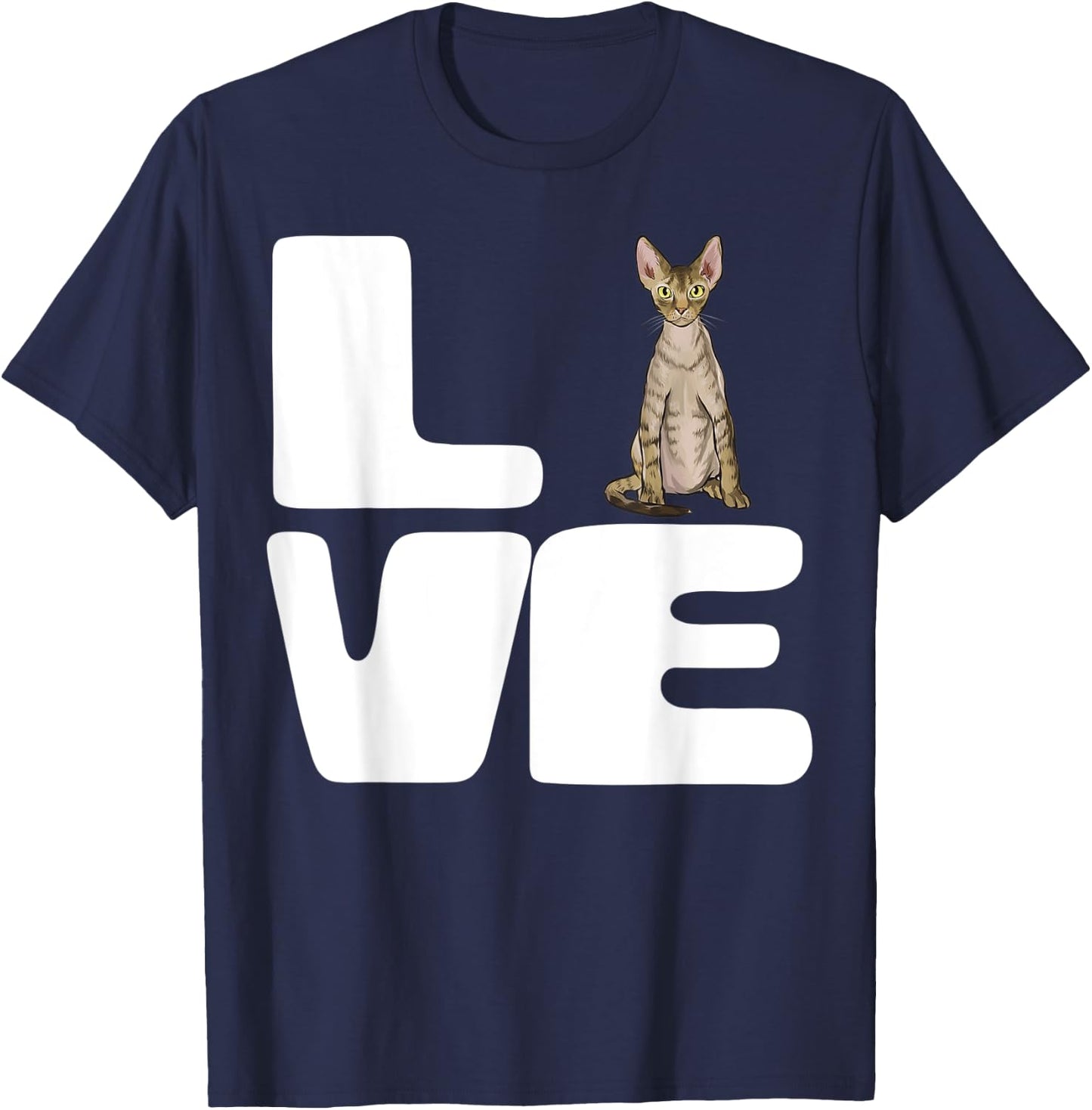 I Love My Devon Rex Cat Lover Gift Women T-Shirt - T-Shirt | Navy