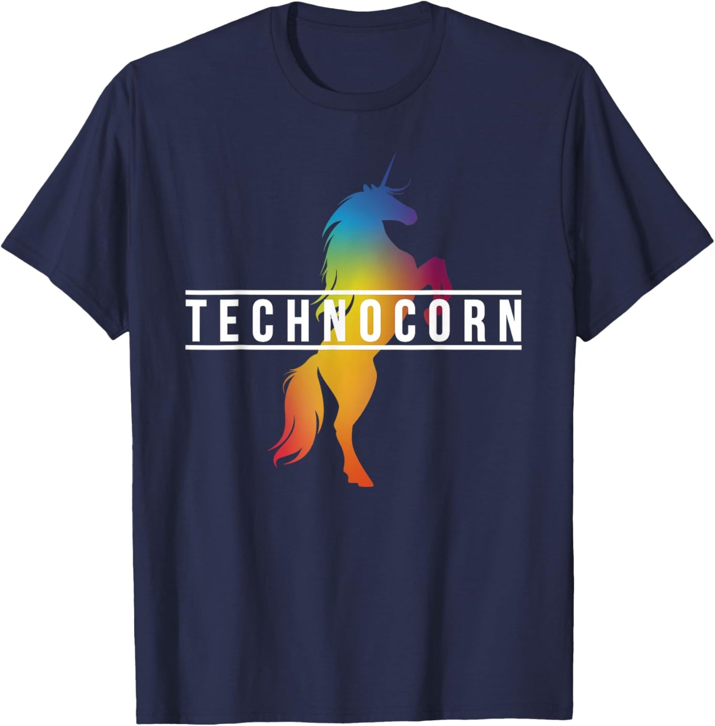 Dj I Technocorn I Techno Raver Music Festival Unicorn T-Shirt - T-Shirt | Navy