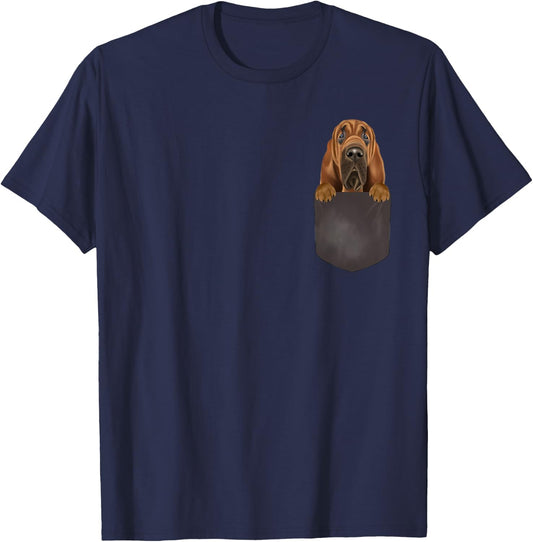 Dog In Pocket Funny Dog Lover Bloodhound Men Women Girls Kids T-Shirt - T-Shirt | Navy